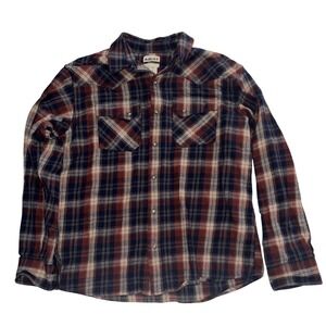 Ariat Mens Retro Fit Western Plaid Flannel Pearl Snap Long Sleeve Shirt XL Red